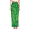Green Clover St. Patrick's Day Print High Slit Maxi Skirt