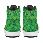 Green Clover St. Patrick's Day Print High Top Leather Sneakers
