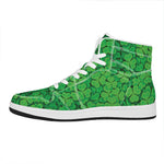 Green Clover St. Patrick's Day Print High Top Leather Sneakers