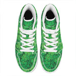 Green Clover St. Patrick's Day Print High Top Leather Sneakers
