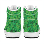 Green Clover St. Patrick's Day Print High Top Leather Sneakers