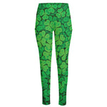 Green Clover St. Patrick's Day Print High-Waisted Pocket Leggings