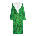 Green Clover St. Patrick's Day Print Hooded Bathrobe