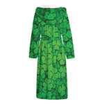 Green Clover St. Patrick's Day Print Hooded Bathrobe