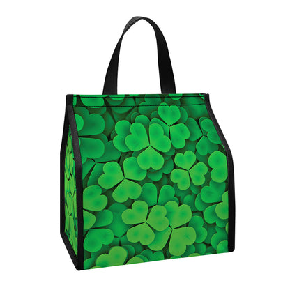 Green Clover St. Patrick's Day Print Insulated Lunch Tote