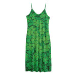 Green Clover St. Patrick's Day Print Jersey Midi Cami Dress