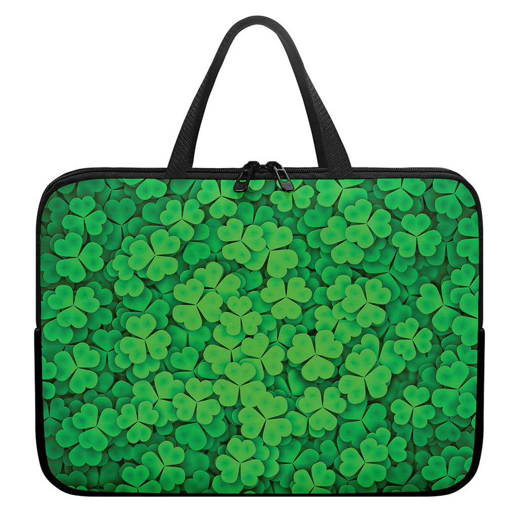 Green Clover St. Patrick's Day Print Laptop Sleeve With Handle