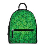 Green Clover St. Patrick's Day Print Leather Backpack