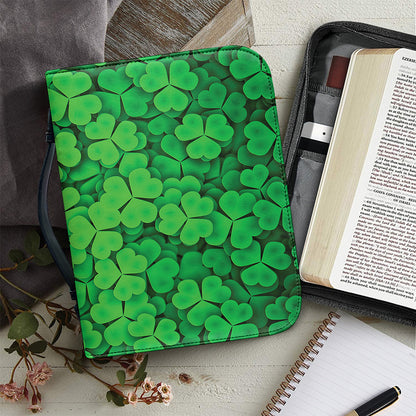 Green Clover St. Patrick's Day Print Leather Bible Cover