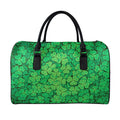 Green Clover St. Patrick's Day Print Leather Duffel Bag