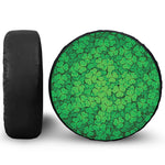 Green Clover St. Patrick's Day Print Leather Spare Tire Cover