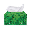 Green Clover St. Patrick's Day Print Leather Tissue Box Cover