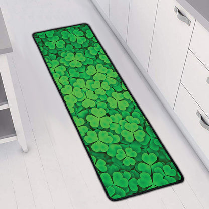 Green Clover St. Patrick's Day Print Long Kitchen Mat