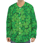 Green Clover St. Patrick's Day Print Long Sleeve Baseball Jersey