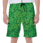 Green Clover St. Patrick's Day Print Men's Beach Shorts