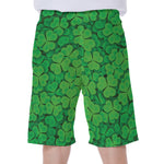 Green Clover St. Patrick's Day Print Men's Beach Shorts