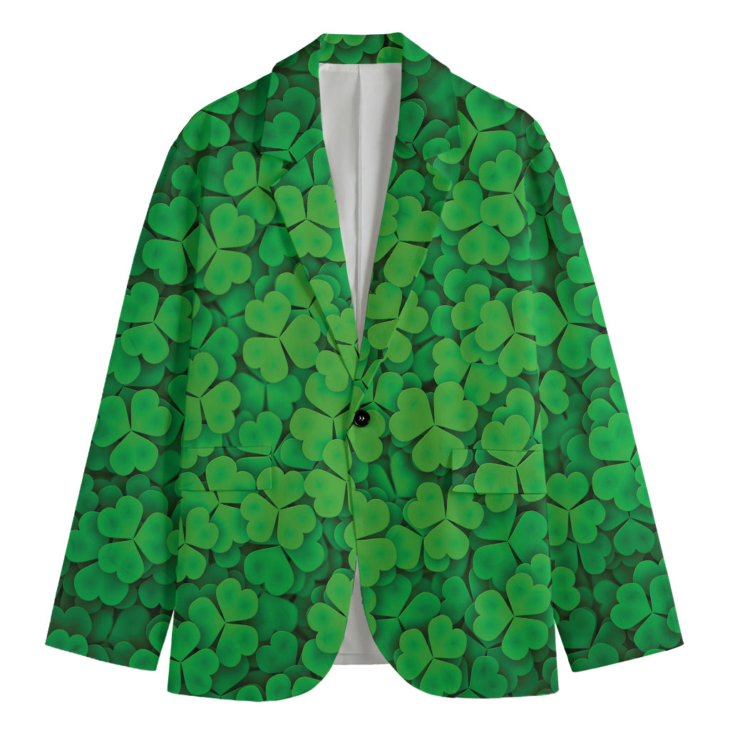 Green Clover St. Patrick's Day Print Men's Blazer