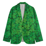 Green Clover St. Patrick's Day Print Men's Cotton Blazer