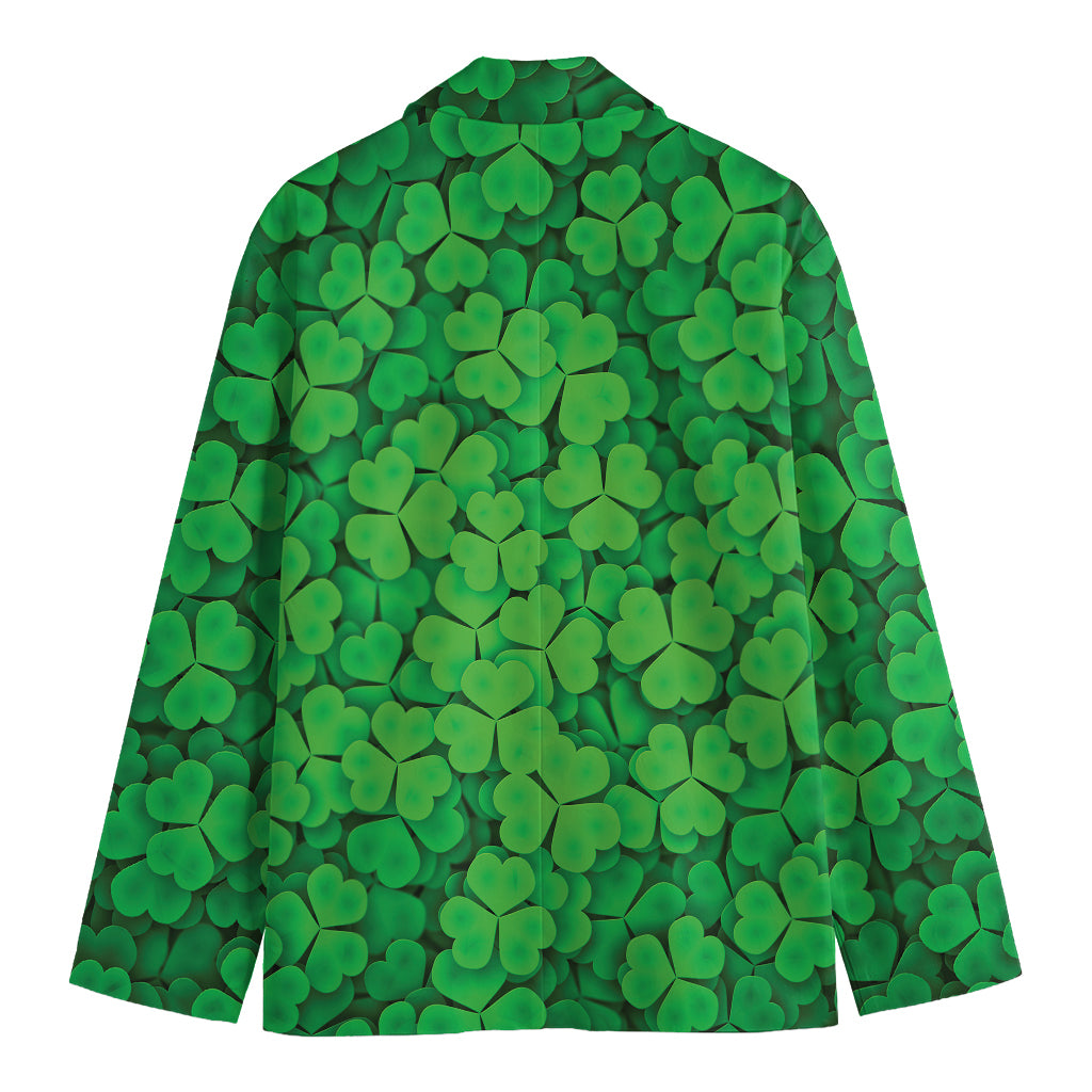 Green Clover St. Patrick's Day Print Men's Cotton Blazer