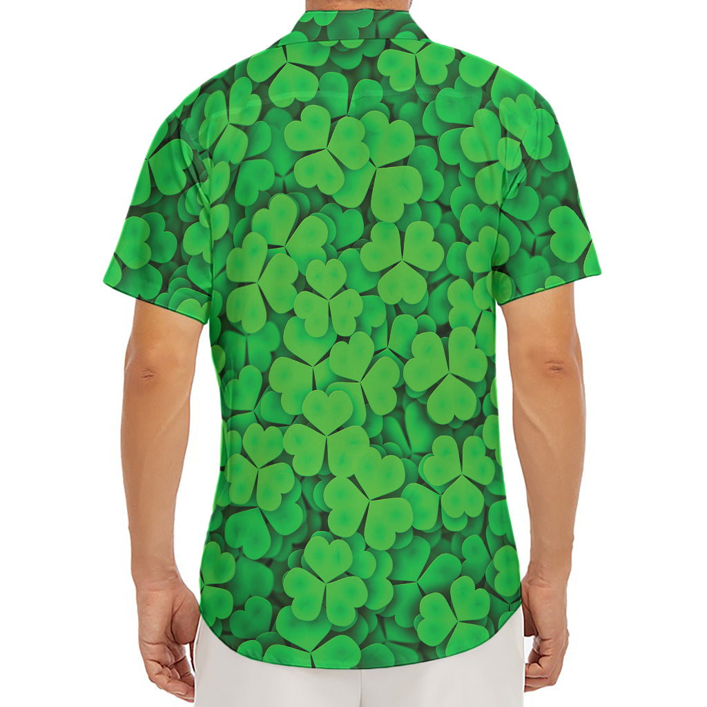Green Clover St. Patrick's Day Print Men's Deep V-Neck Shirt