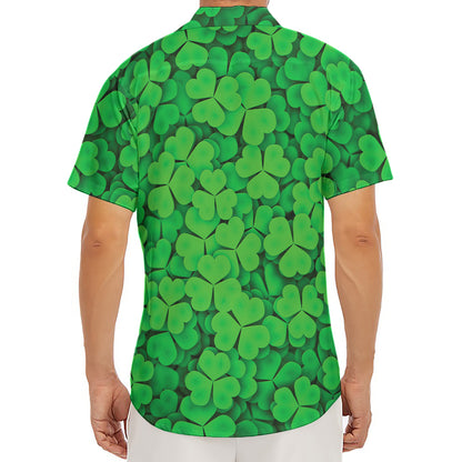 Green Clover St. Patrick's Day Print Men's Deep V-Neck Shirt