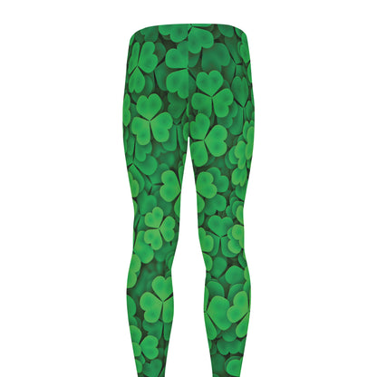 Green Clover St. Patrick's Day Print Men's leggings