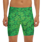 Green Clover St. Patrick's Day Print Men's Long Boxer Briefs