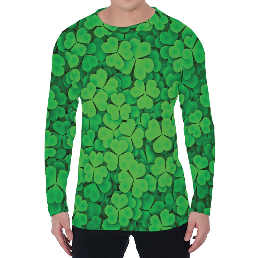 Green Clover St. Patrick's Day Print Men's Long Sleeve T-Shirt