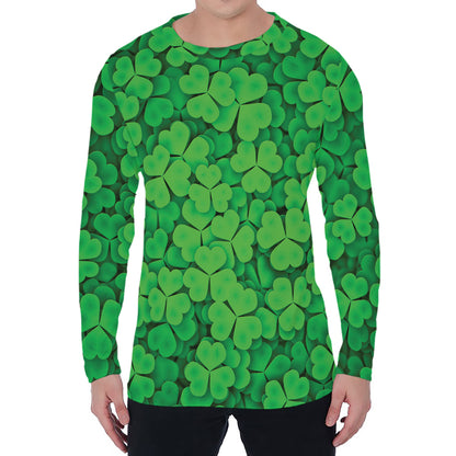 Green Clover St. Patrick's Day Print Men's Long Sleeve T-Shirt