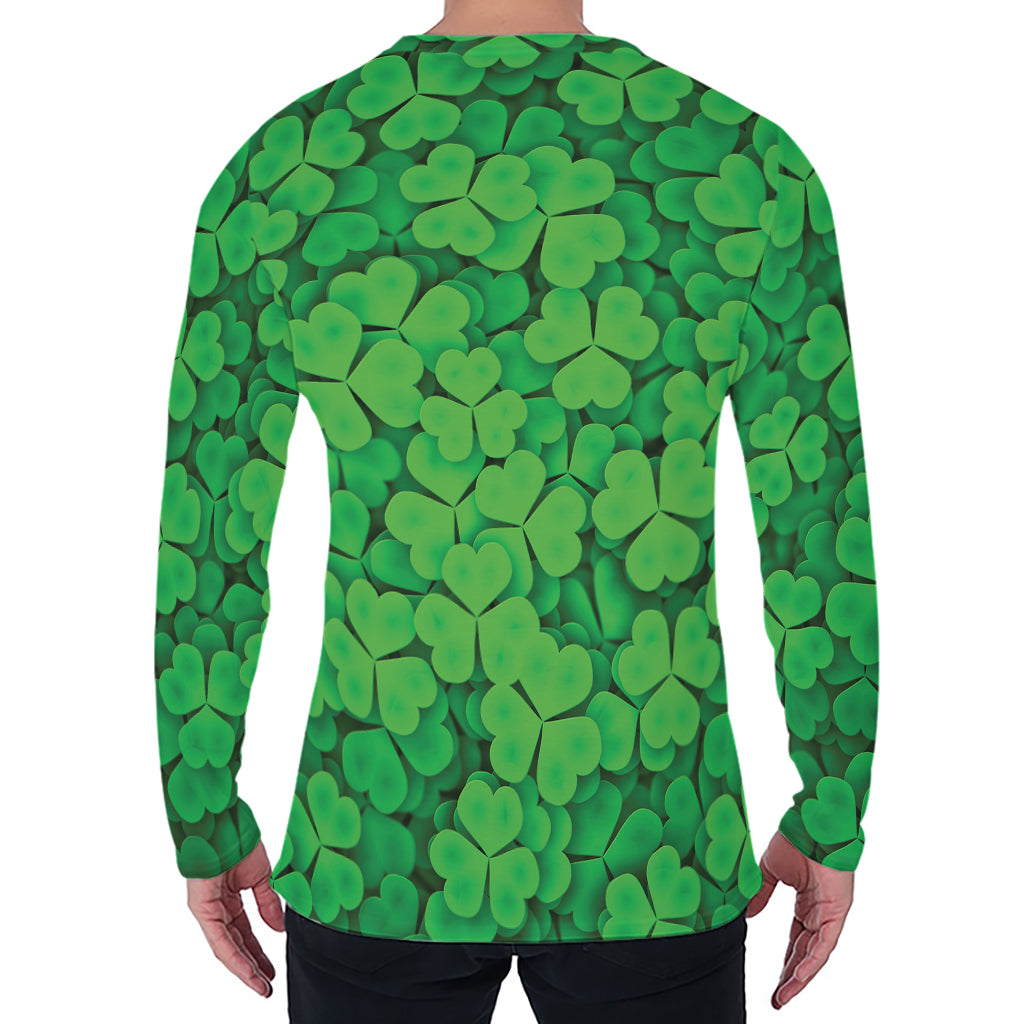Green Clover St. Patrick's Day Print Men's Long Sleeve T-Shirt