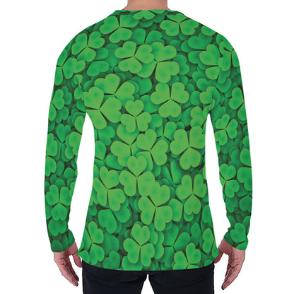 Green Clover St. Patrick's Day Print Men's Long Sleeve T-Shirt