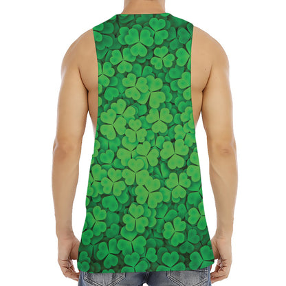 Green Clover St. Patrick's Day Print Men's Muscle Tank Top