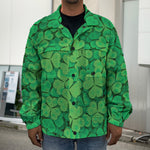Green Clover St. Patrick's Day Print Men's Shirt Jacket