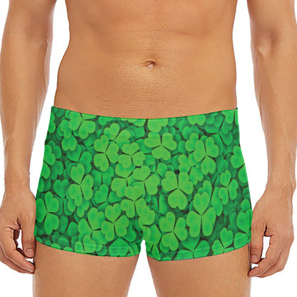 Green Clover St. Patrick's Day Print Men's Short Boxer Briefs