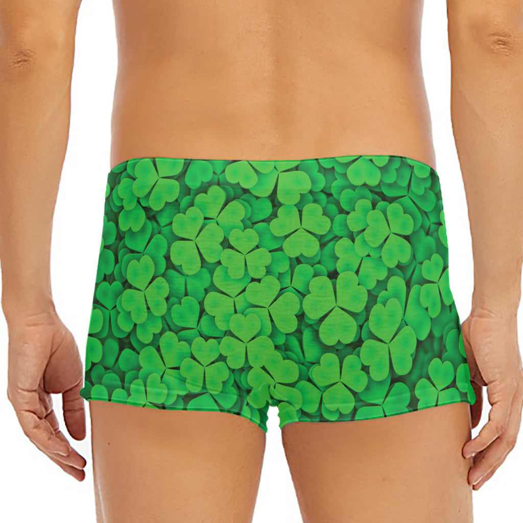 Green Clover St. Patrick's Day Print Men's Short Boxer Briefs