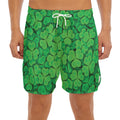 Green Clover St. Patrick's Day Print Men's Split Running Shorts