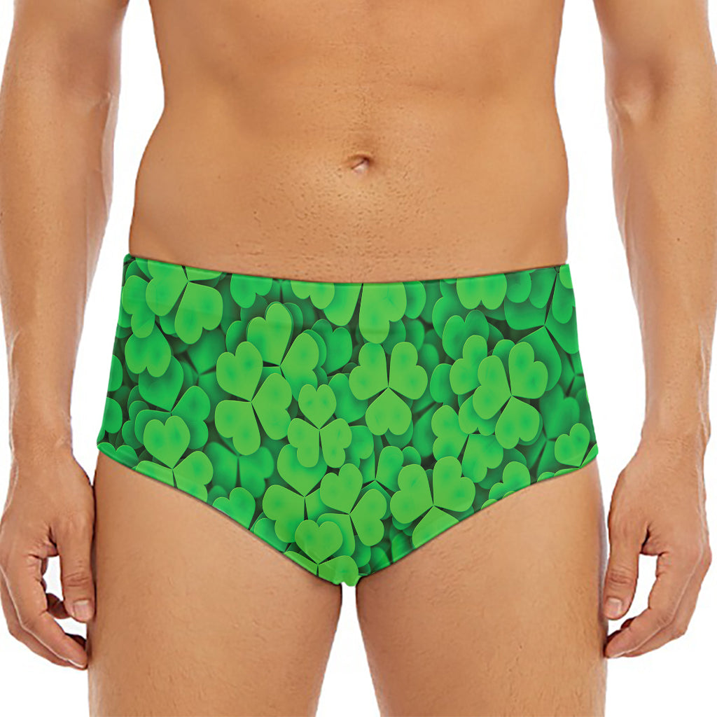 Green Clover St. Patrick's Day Print Men's Triangle Swim Briefs
