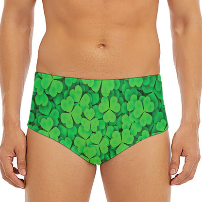 Green Clover St. Patrick's Day Print Men's Triangle Swim Briefs