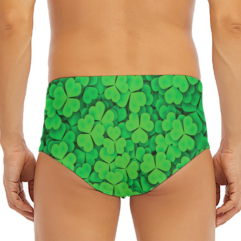 Green Clover St. Patrick's Day Print Men's Triangle Swim Briefs