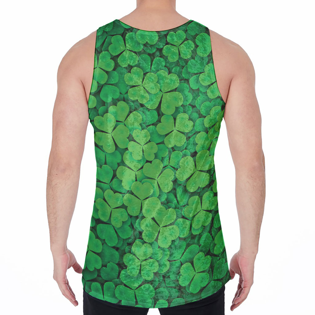 Green Clover St. Patrick's Day Print Men's Velvet Tank Top