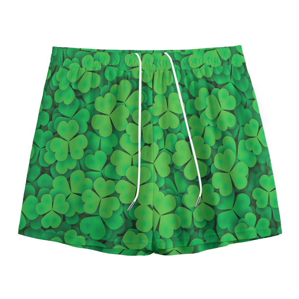 Green Clover St. Patrick's Day Print Mesh Shorts