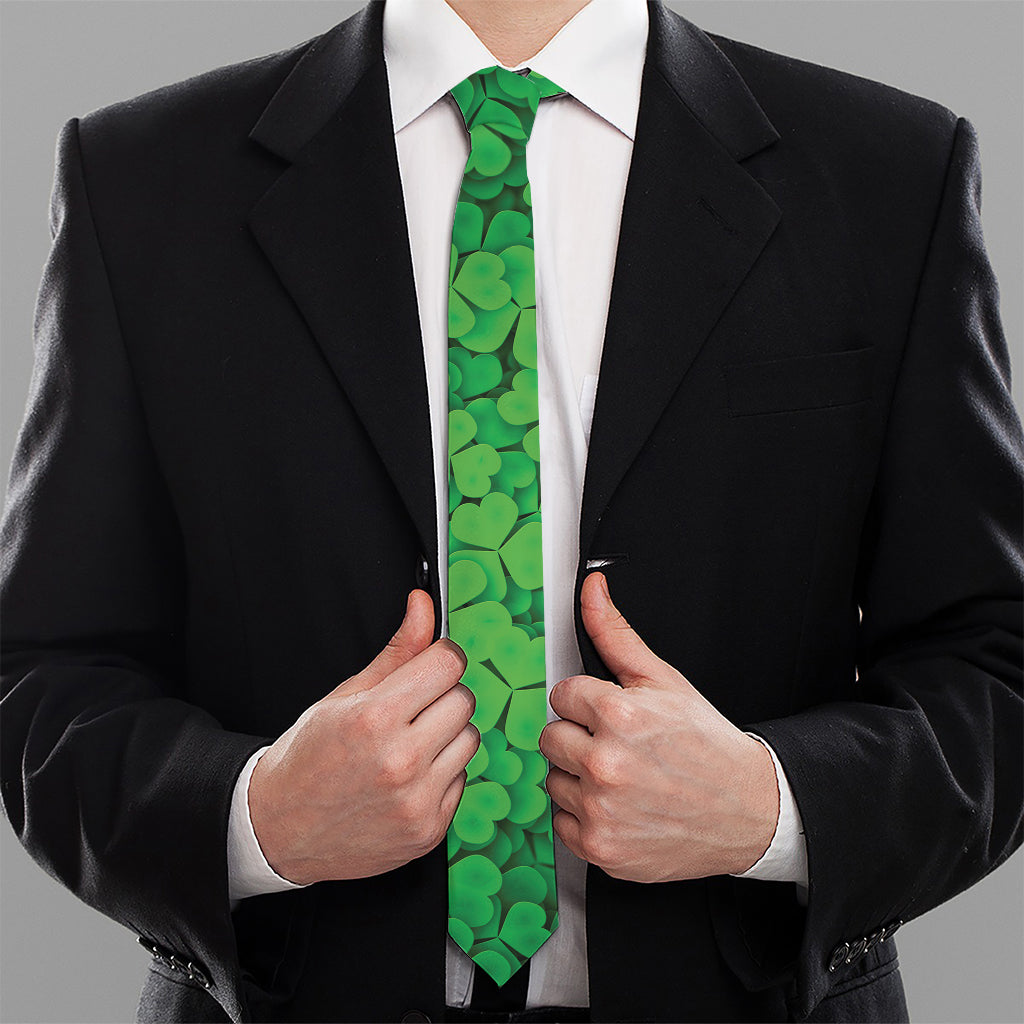 Green Clover St. Patrick's Day Print Necktie