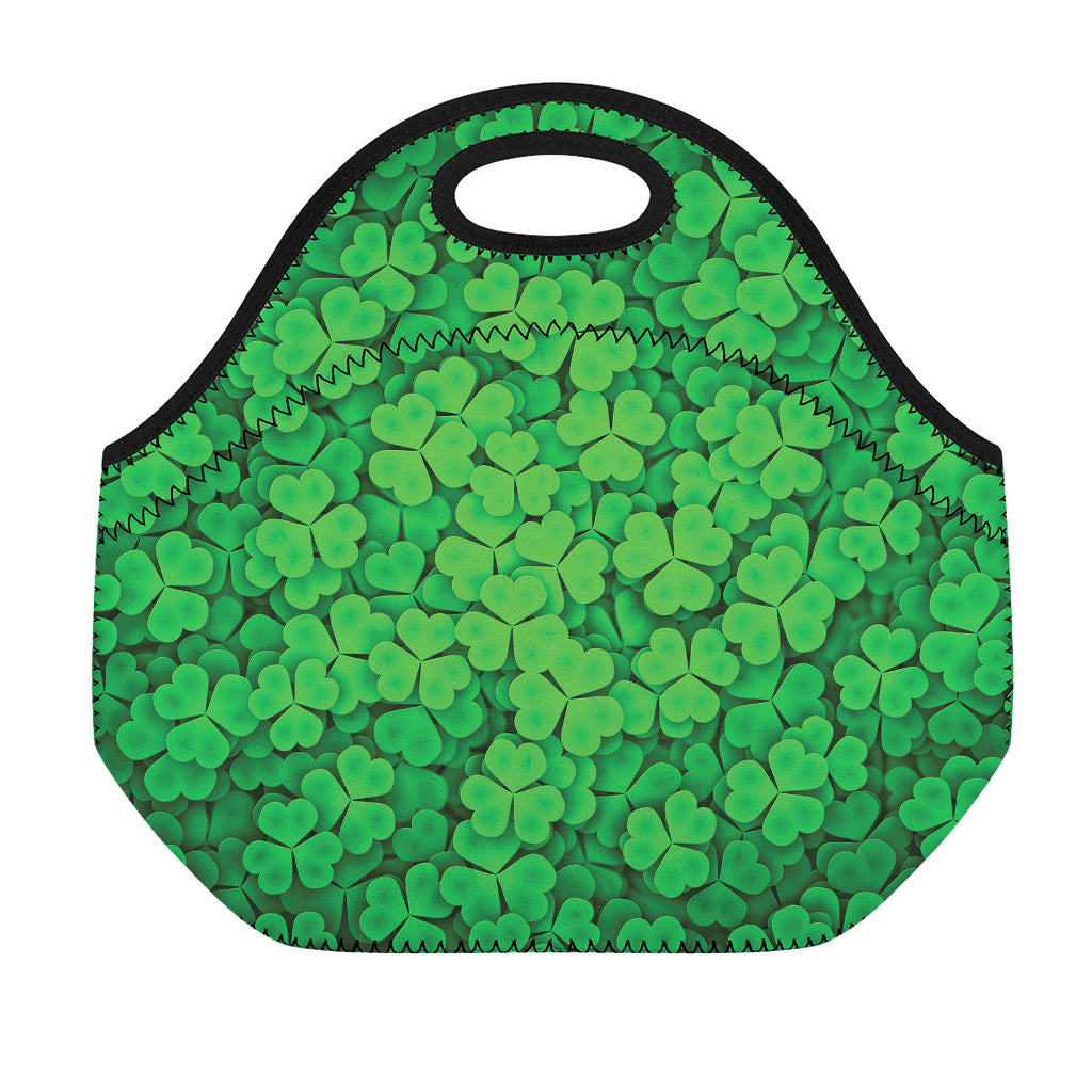 Green Clover St. Patrick's Day Print Neoprene Lunch Bag