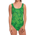 Green Clover St. Patrick's Day Print One Piece Swimsuit