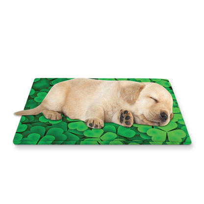 Green Clover St. Patrick's Day Print Pet Cooling Mat Cover