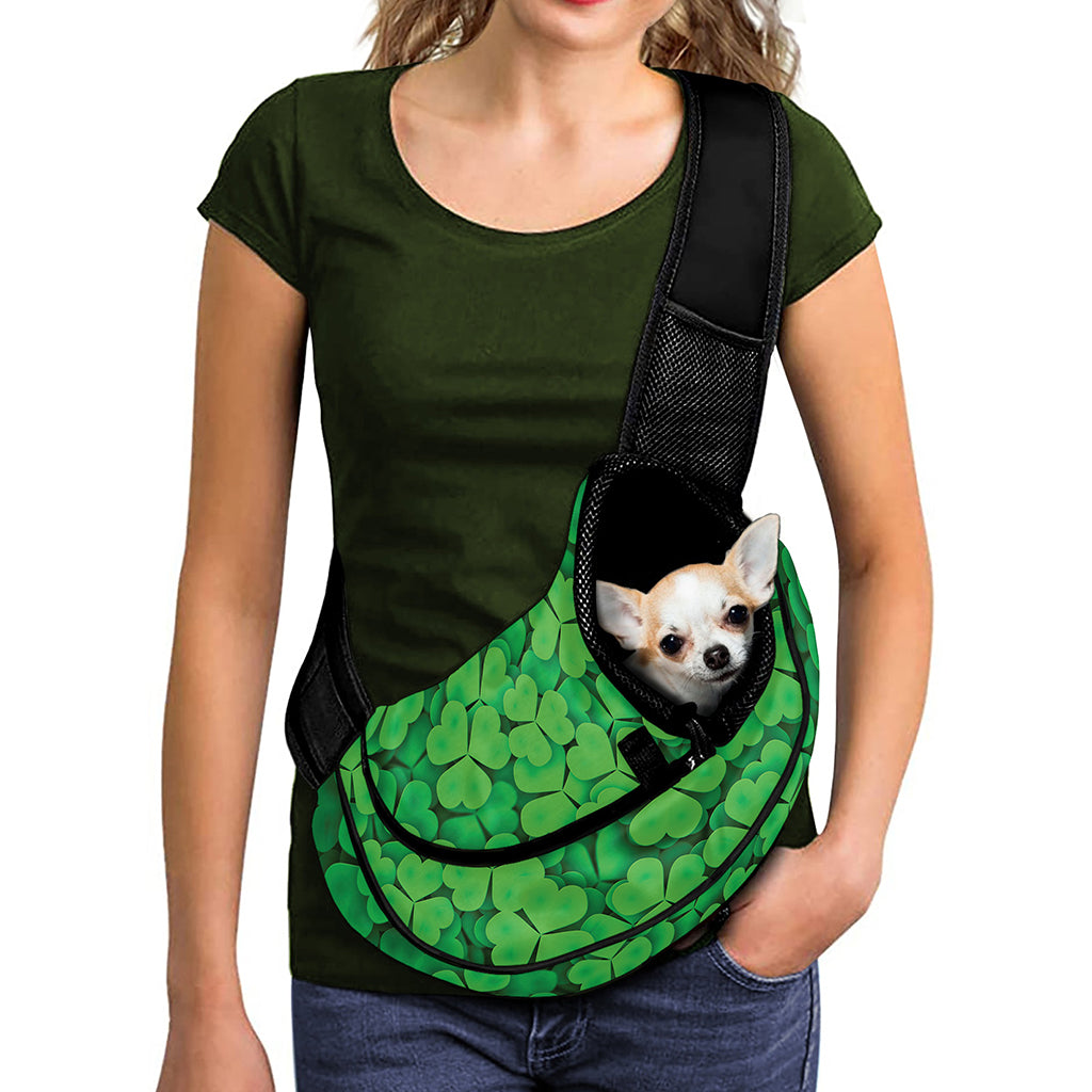 Green Clover St. Patrick's Day Print Pet Sling Carrier