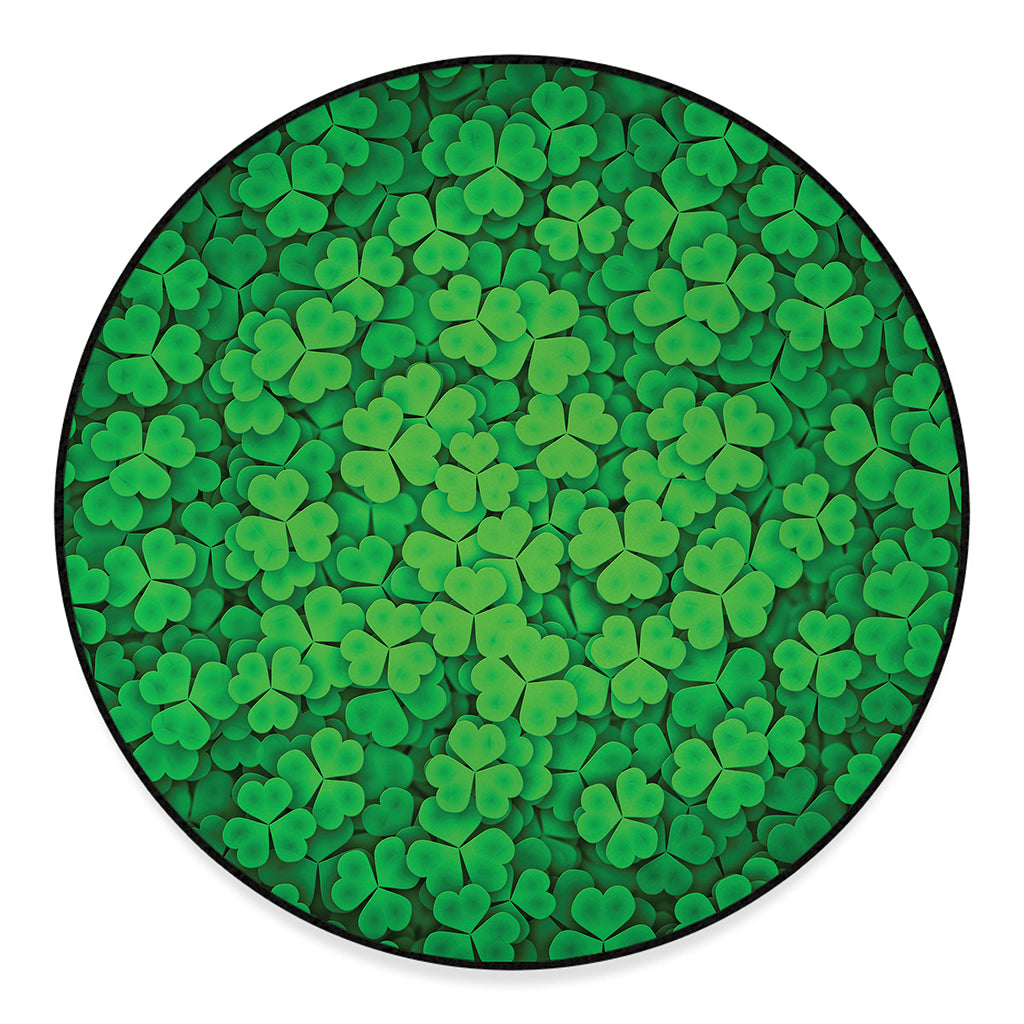 Green Clover St. Patrick's Day Print Round Floor Mat