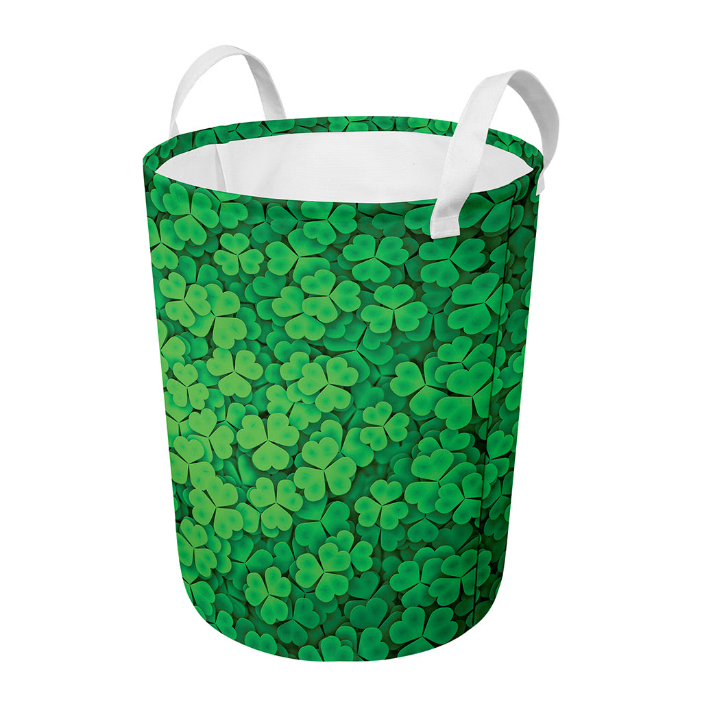 Green Clover St. Patrick's Day Print Round Laundry Basket
