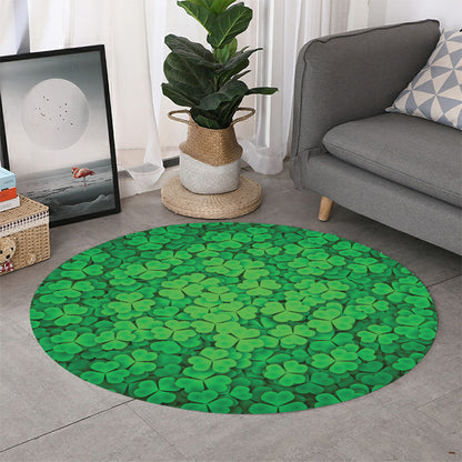 Green Clover St. Patrick's Day Print Round Rug