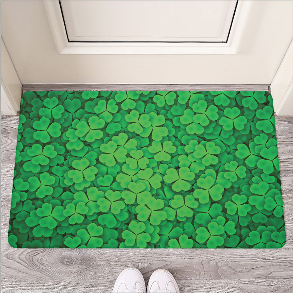Green Clover St. Patrick's Day Print Rubber Doormat